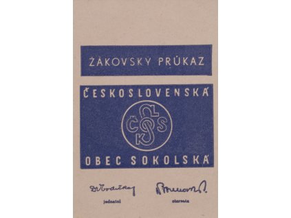 Žákovský průkaz Československá obec sokolská, 1938 (1)