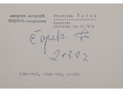 Podpisová karta, F. Čapek