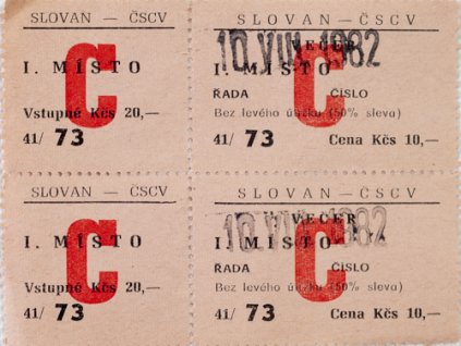 Vstupenky Slovan ČSCV C, 2 ksVstupenky Slovan ČSCV C, 2 ks