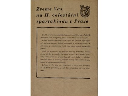 Brožura, Zveme vás na II. celostátní SpartakiáduBrožura, Zveme vás na II. celostátní Spartakiádu
