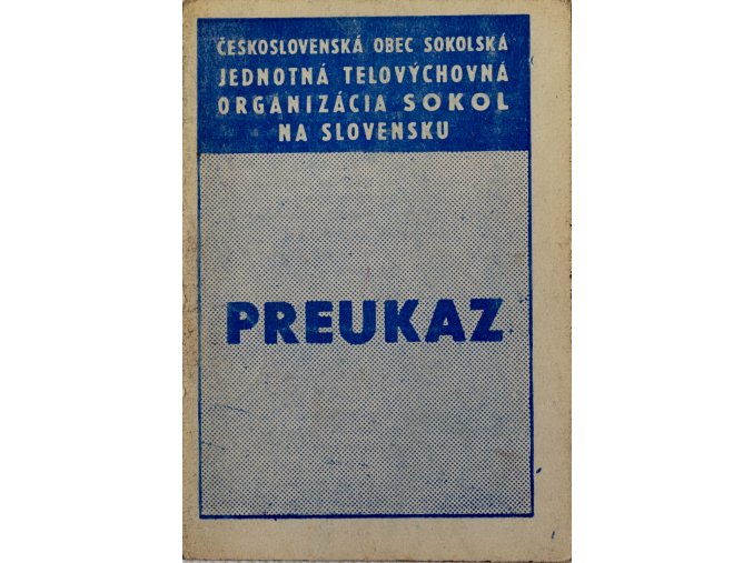 Preukaz JTO Sokol na Slovensku, 1950 (1)