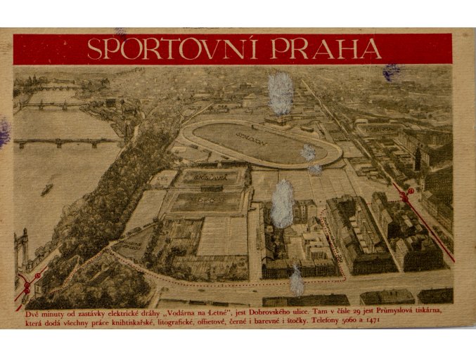 Pohlednice Sportovní Praha. stadion SK Slavia, Letná (1)