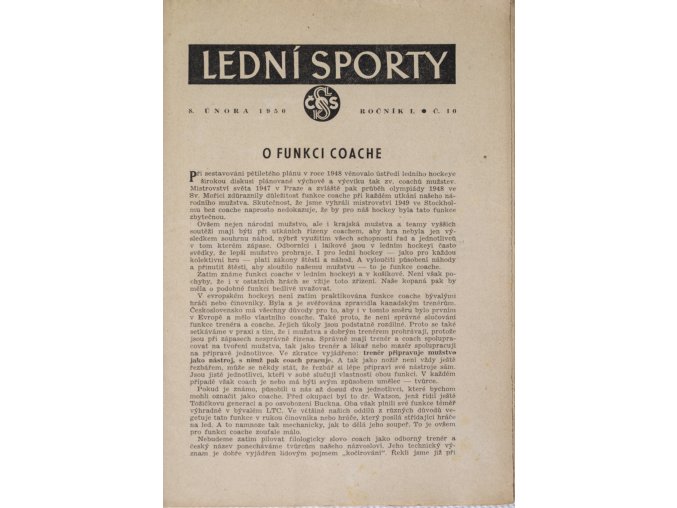 Brožura Sokol, Lední sporty , 1950