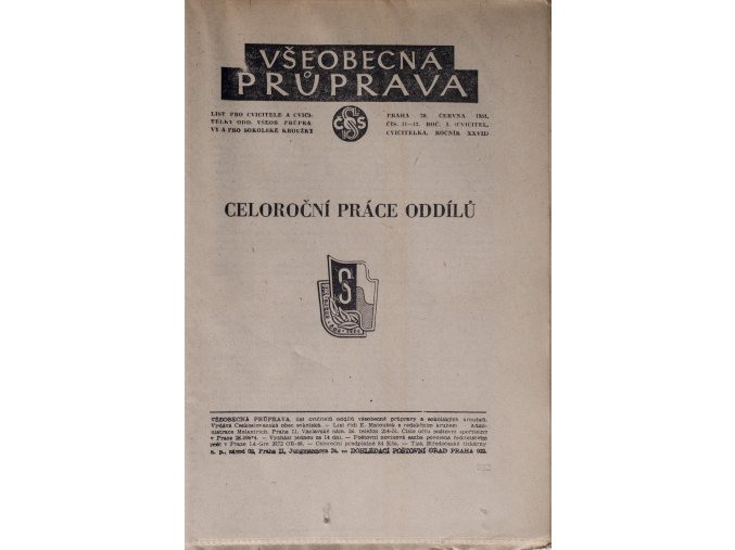 Sokol, Všeobecná průprava, Ročník I, Číslo 11 12, 1951