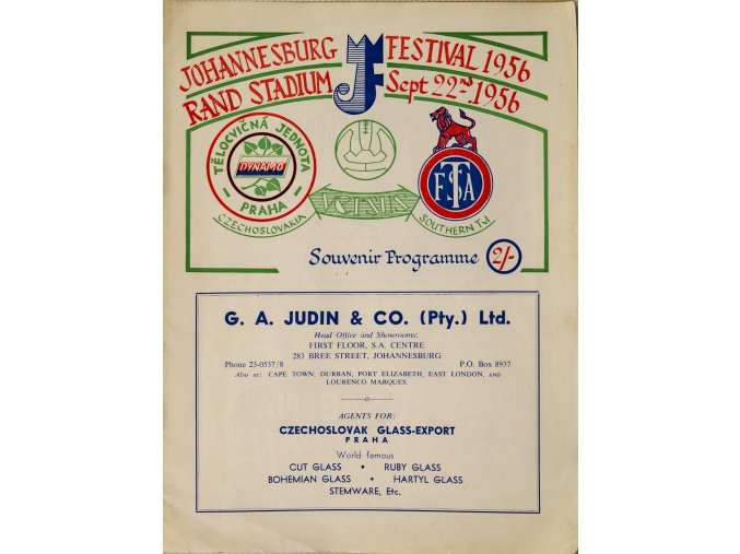 Program souvenir Dynamo club of Prague v. An Invitation Eleven, autogramy, 1956 (1)