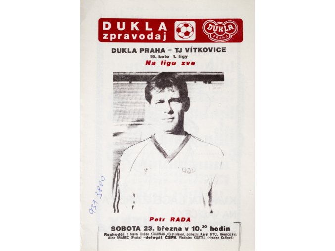 Dukla ZPRAVODAJ, FC Dukla Praha v. TJ Vítkovice, 1992