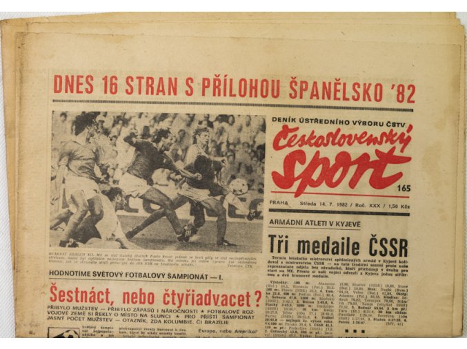 Noviny Československý sport, Dnes 16 stran s přílohou Španělsko,1982