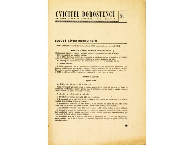 Sokol, Cvičitel dorostenců, č.9 1949