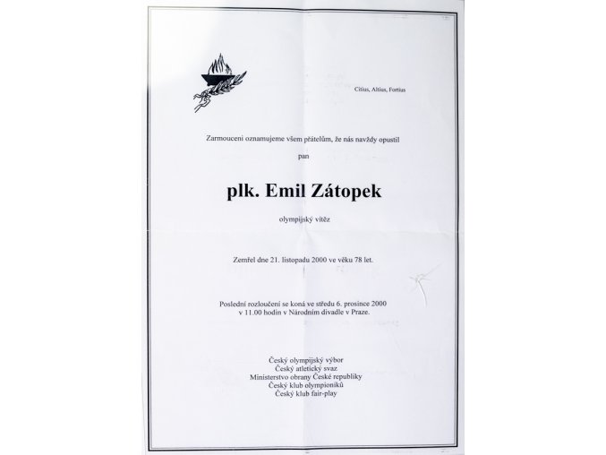 Parte plk. Emil Zátopek