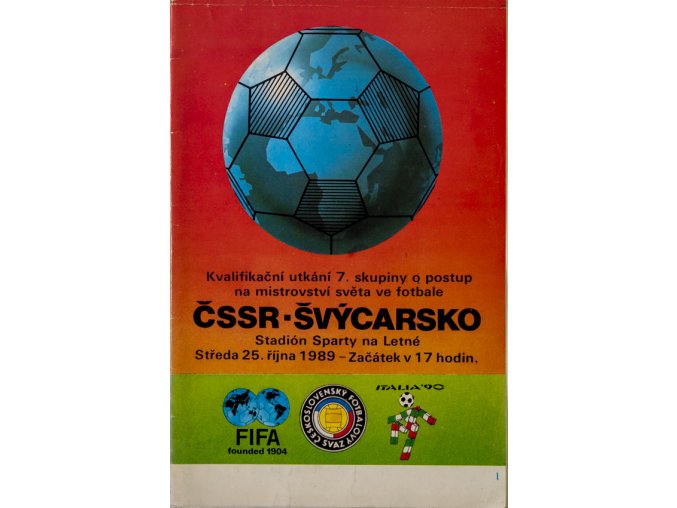Program fotbal ČSSR vs. Švýcarsko, 1989 (1)
