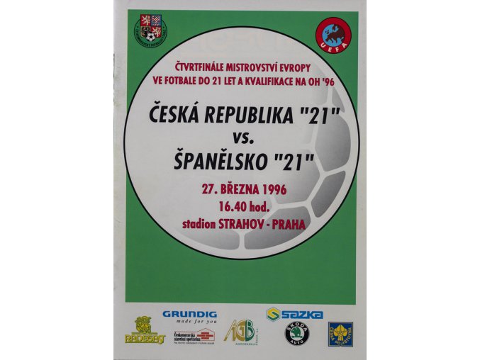 Program fotbal 21 ČSSR vs. Španělsko, 1996