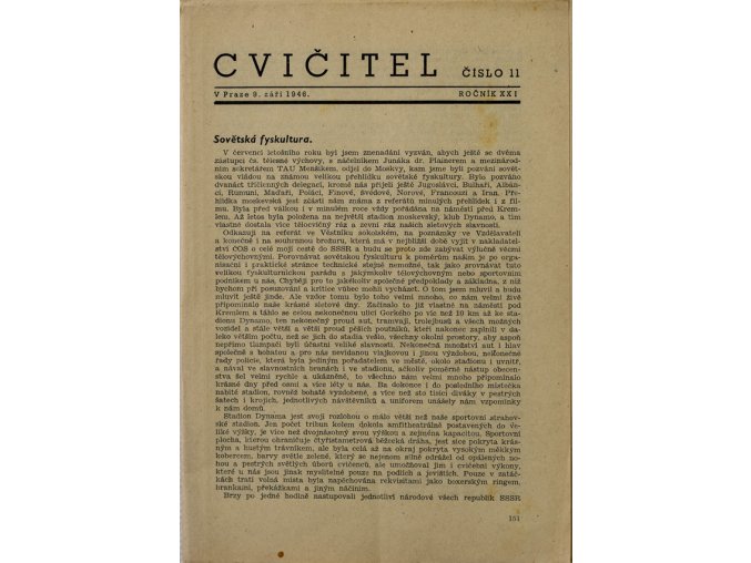 Sokol, Cvičitel, Ročník XXII, Číslo 11, 1946