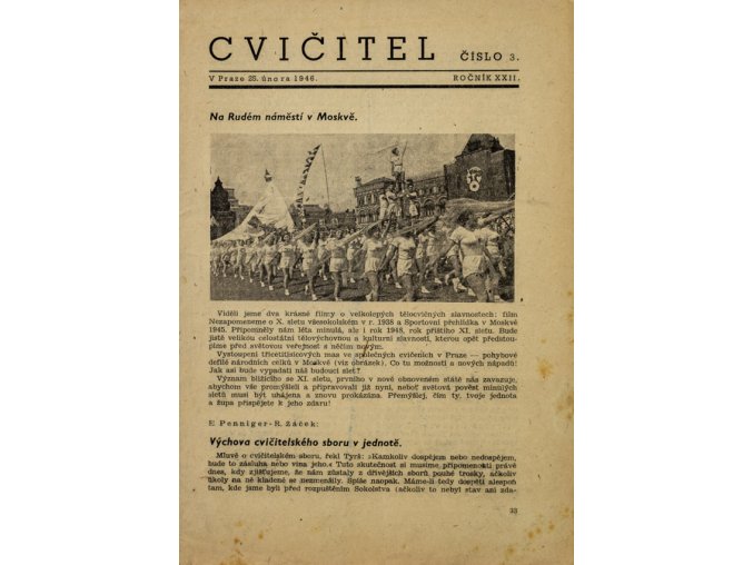 Sokol, Cvičitel, Ročník XXII, Číslo 3, 1946