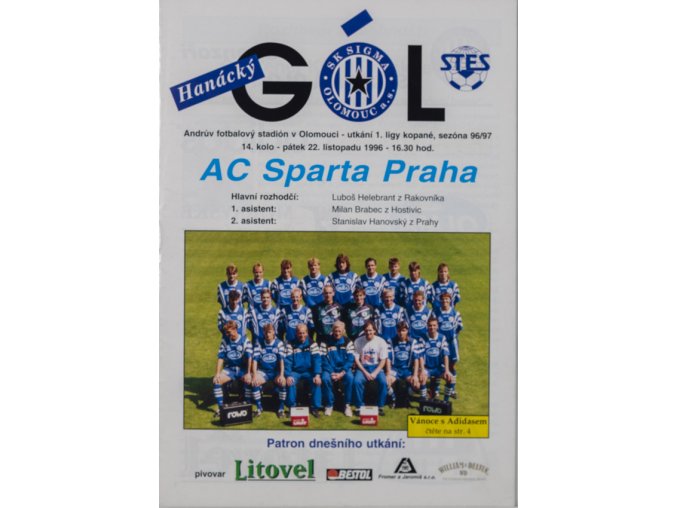 Program Hanácký gól, Olomouc vs. Sparta Praha, 1996