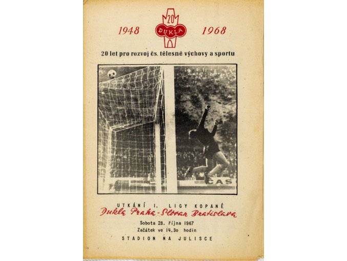 Dukla zpravodaj, Dukla Praha vs. Slovan Bratislava, 1967
