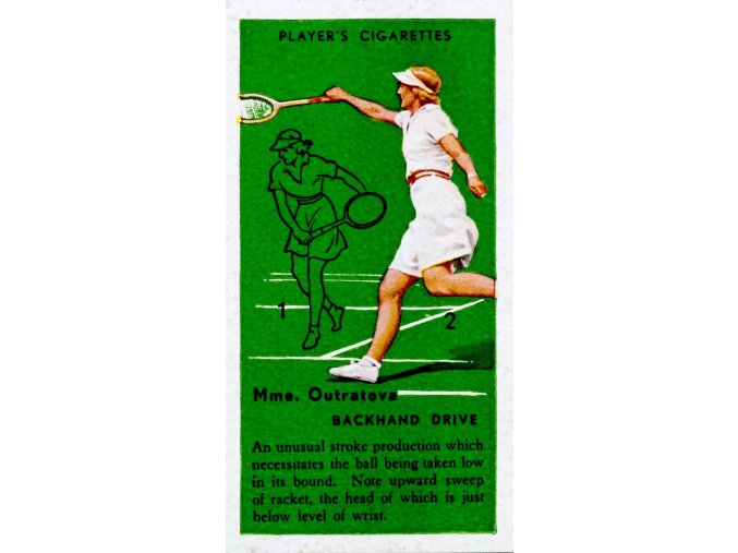 Tennis Backhand drive MME. Otratova Vintage Action Card