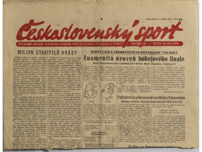 Noviny Československý sport, 331955