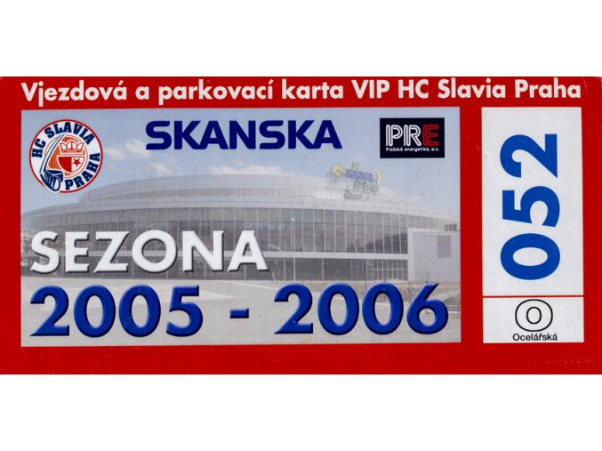 Parkovací karta VIP, HC Slavia Praha, sezona 20052006 (1)