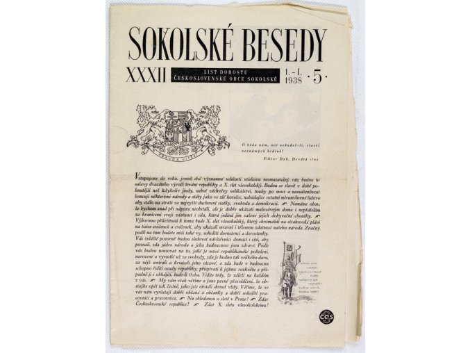 Sokolské besedy, list dorostu, 19385