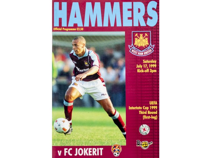 Program HAMMERS, West ham United v FC Jokerit, UEFA 3 rd, round, 1999