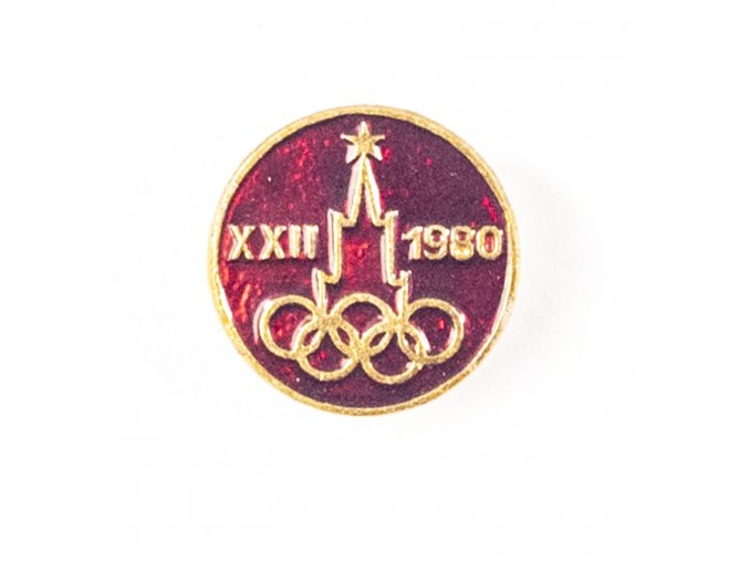 Odznak XXII. OH 1980, Moskva, kulatý, červený 1