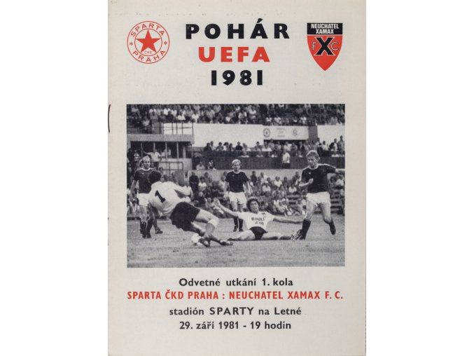 Program fotbal UEFA , Sparta Praha v. Neuchatel Xamax F.C. 1981