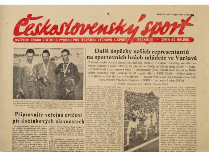 Noviny Československý sport, 961955