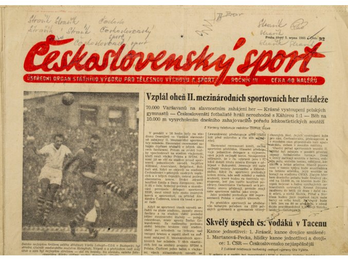 Noviny Československý sport, 921955