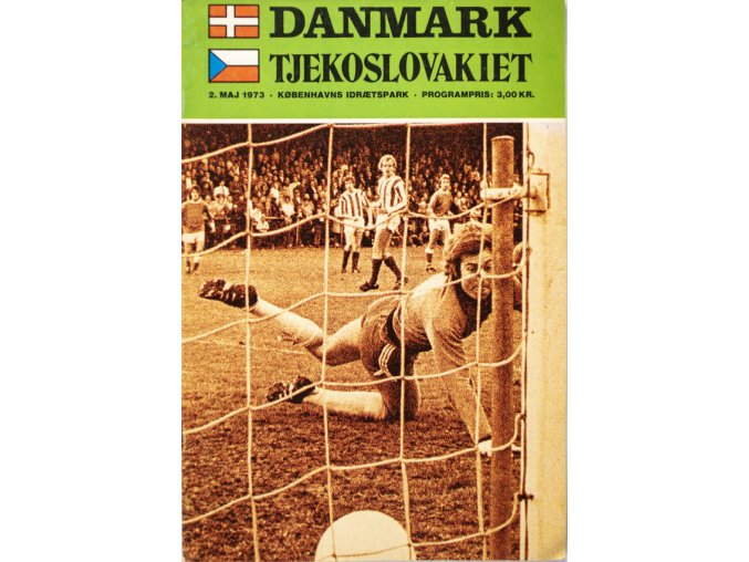 Program fotbal , Danmark v. Tjeckoslovakiet, 1973