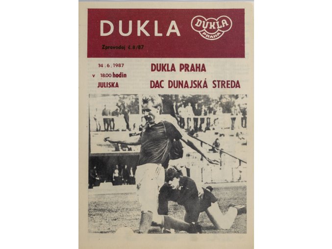 Program Dukla Praha v.DAC Dunajská streda, 1987