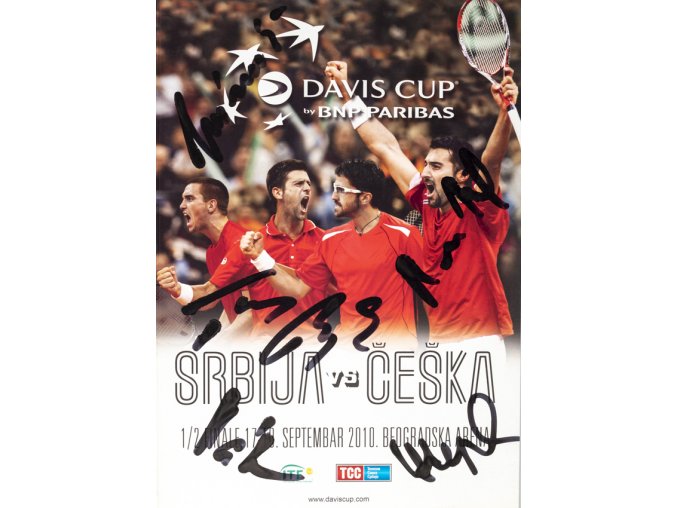 Official Program Davis Cup, Serbia v. Češka, autogramy hráčů, 2010