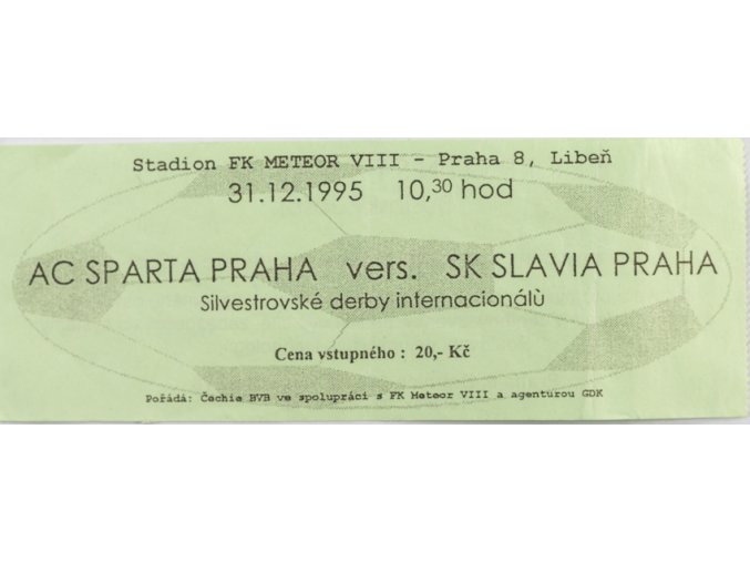 Vstupenka, Sparta Praha v SK Slavia Praha, 1995