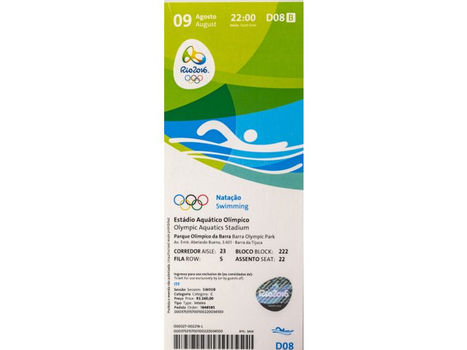 Vstupenka OG Rio 2016, Swimming