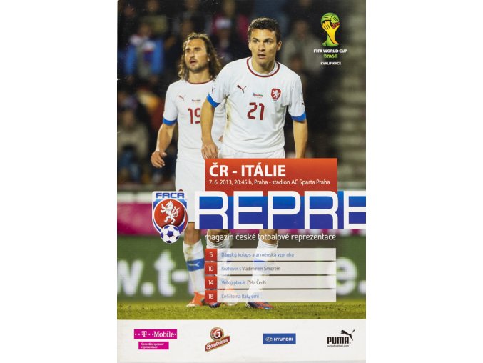 Program fotbal , Česká rep. v. Itálie, 2013