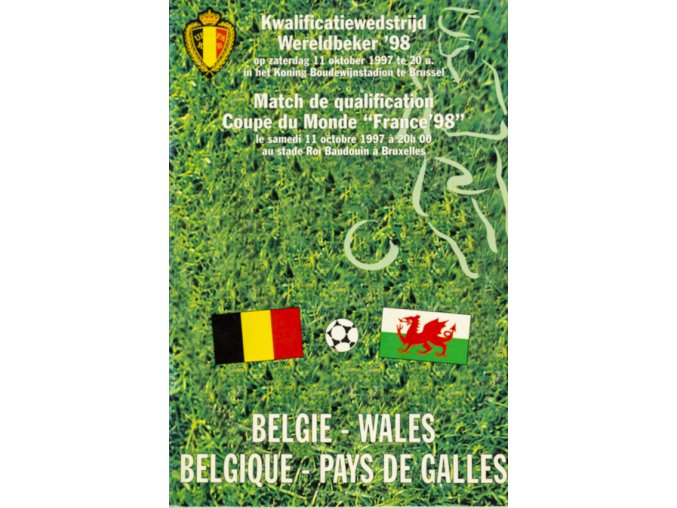 Program fotbal, Q Wereldbaker 98, Belgie v. Wales, 1997