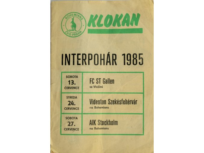 Program KLOKAN, Interpohár, Gallen, Szekesfehervar, AIK Stockholm, 1985