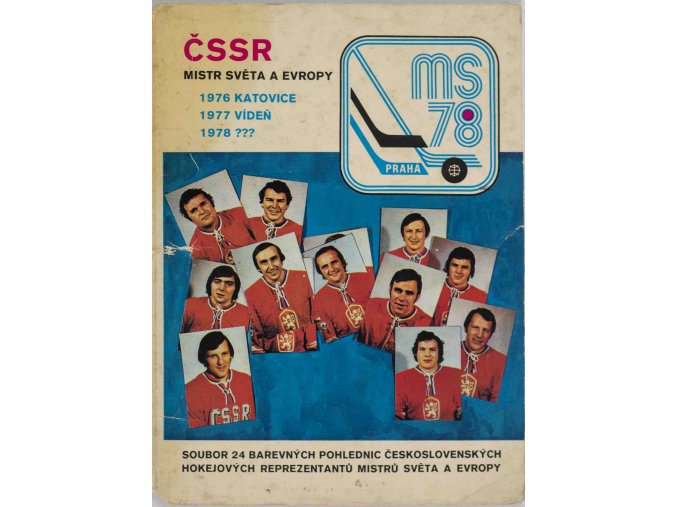 Karta ze souboru barevných pohlednic, hokej ČSSR, 1978 (1)