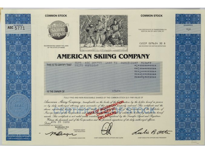 Akcie, American Skiing Company, Aspen (1)