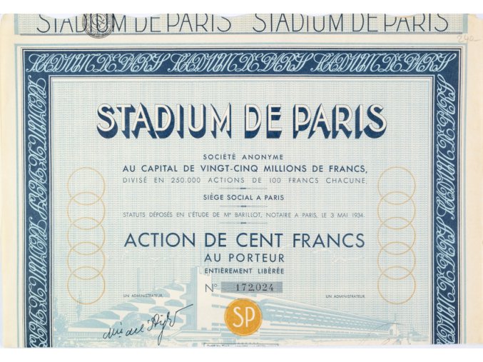 Akcie, Stadium de Paris, kupóny (1)