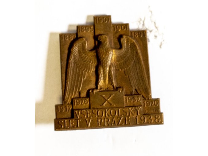 Odznak slet sokolstva v Praze 1912, bez stuhy