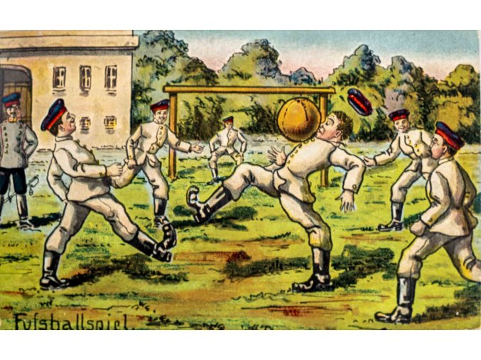 Pohlednice humor fotbal Futsballspiel, 1918 (1)