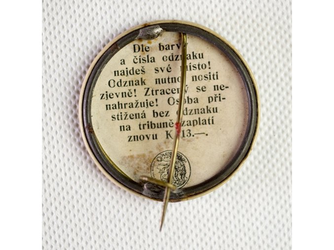 Odznak slet sokolstva v Praze 1912 Stálá vstupenka 1