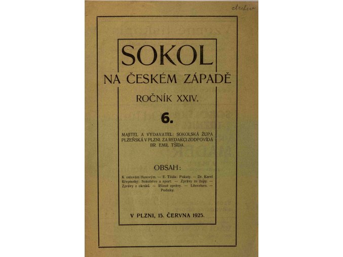 Sokol na českém západě, 61925