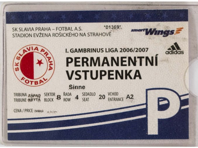 Permanentní vstupenka SK Slavia Praha, 20062007 3