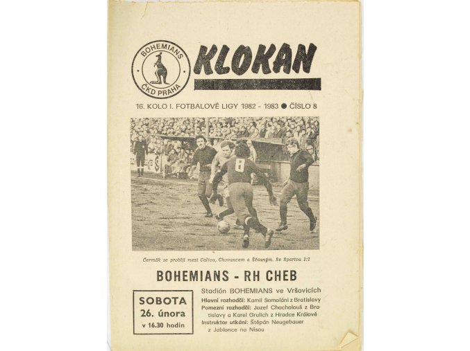 Program Klokan, Bohemians ČKD v. RH Cheb, 198283