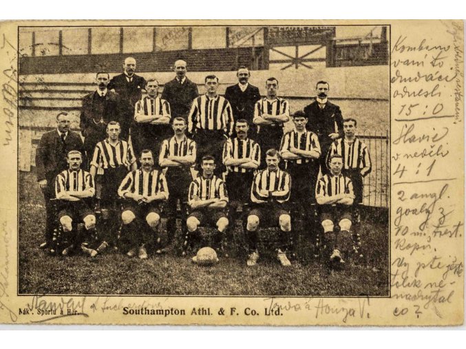 Dopisnice, fotbalový Southampton, Slavia, 1903 (1)