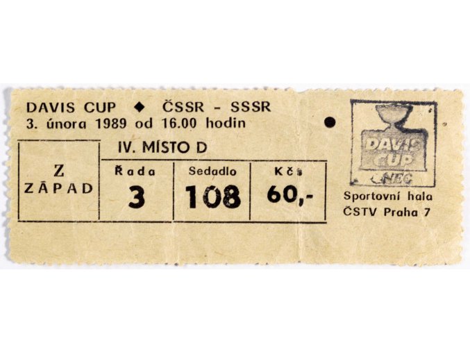 Vstupenka tenis, Davis Cup, ČSSR v. SSSR, 1989 (2)