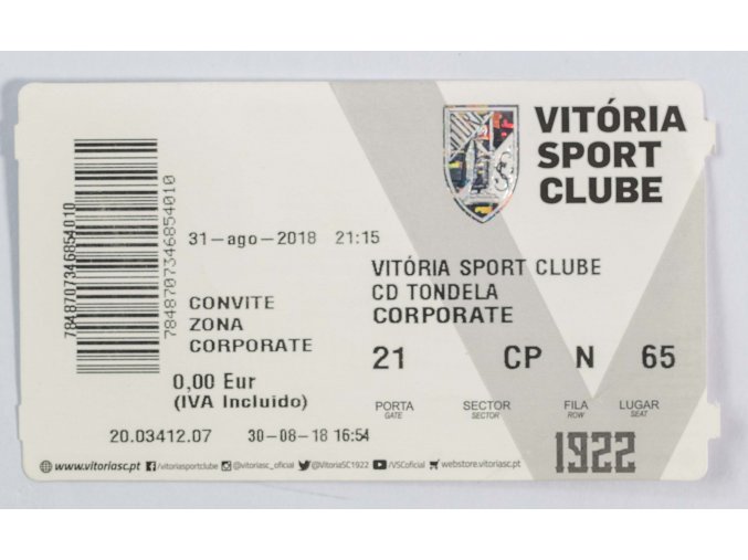 Vstupenka fotbal, Viktoria sport Clube, 2018