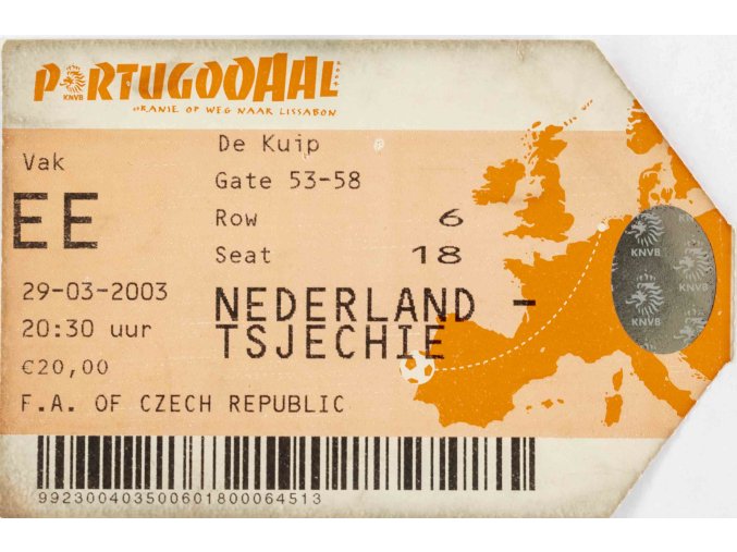 Vstupenka fotbal, Nederland v. Tsjechie, 2003 (1)