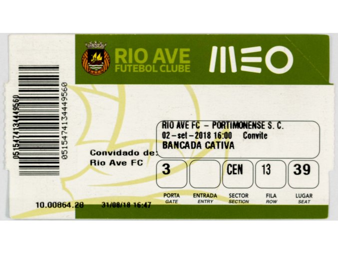 Vstupenka fotbal, Rio Ae FC v. Portimonense SC, 2018